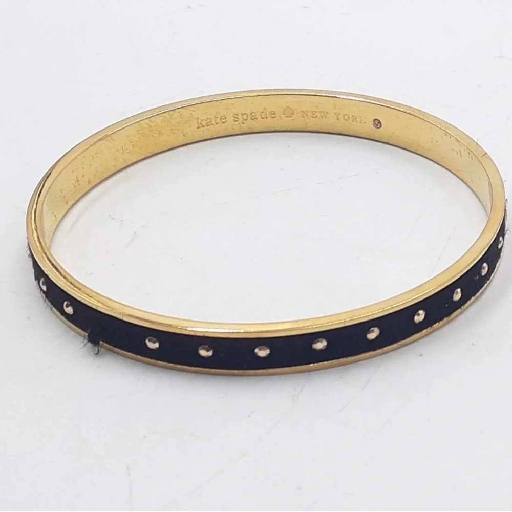 Kate Spade New York Gold Tone & Black Studded Bangle Bracelet 2312 - Picture 3 of 4